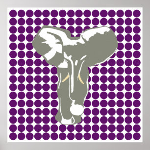 Póster Ponto do safari da violeta africana com elefante