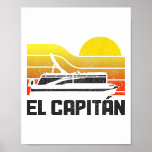 Poster Pontoon Capitan Pontooning Barco Vint