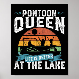 Poster Pontoon Queen Funny Barco Lake Pontooning Womens