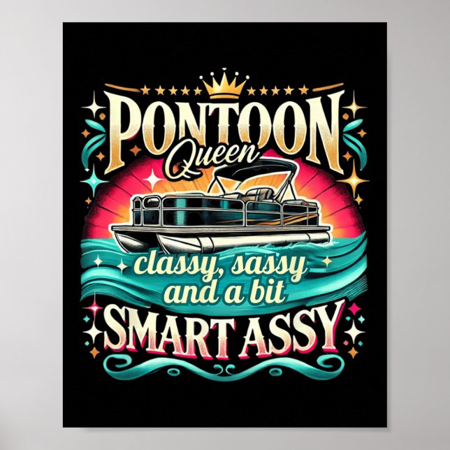 Poster Pontoon Queen Women Pontoon Boat Capitão Barco (Frente)