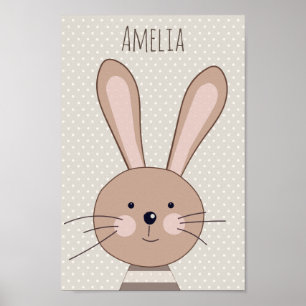 Poster Pontos bege do coelho bonito de Brown