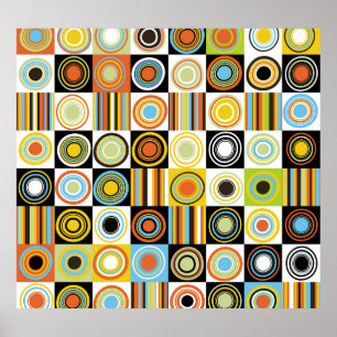 Poster Pontos coloridos, círculos, faixas de fundo.