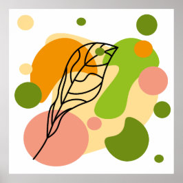Poster Pontos de abstrato interessantes com folhas