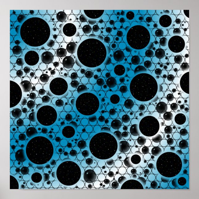 Poster Pontos de bolha de espaço - Branco/Azul-céu (Frente)