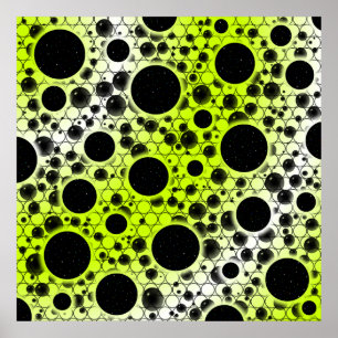 Poster Pontos de bolha de espaço - Branco/Limão Amarelo
