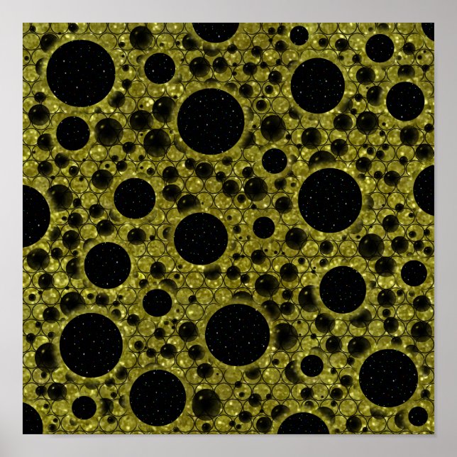 Poster Pontos de bolhas de espaço - Dourado brilho (Frente)