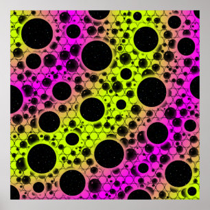 Poster Pontos de bolhas de espaço - Limão/Rosa
