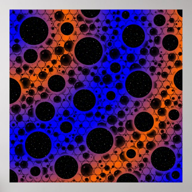 Poster Pontos de bolhas espaciais - Azul/Laranja (Frente)