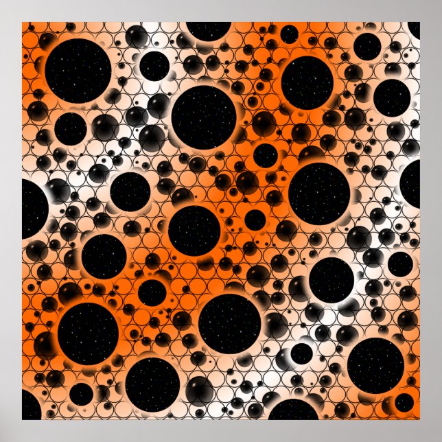 Poster Pontos de bolhas espaciais - Branco/Laranja (Frente)