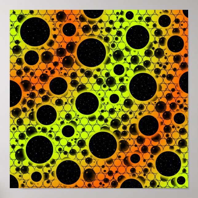 Poster Pontos de bolhas espaciais - Limão/Laranja (Frente)