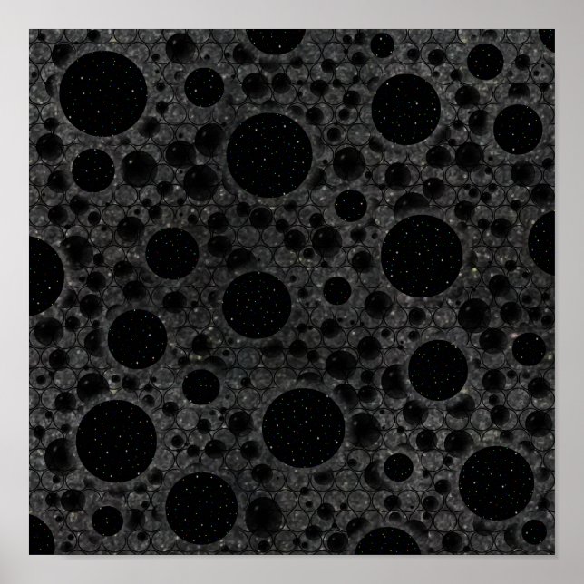 Poster Pontos de bolhas espaciais - Preto brilhante (Frente)