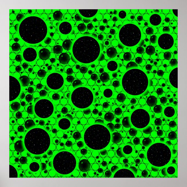 Poster Pontos de bolhas espaciais - Verde (Frente)