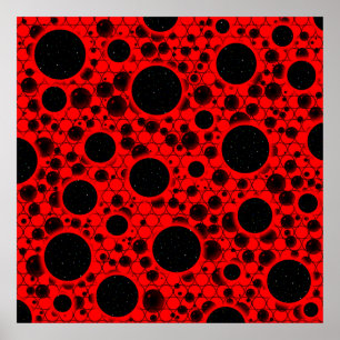 Poster Pontos de bolhas espaciais - Vermelho
