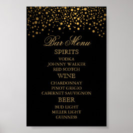 Poster Pontos de Confetti Dourados na moda | Preto - Menu