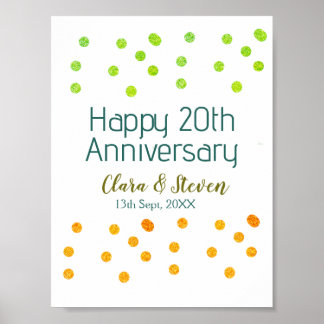 Poster Pontos dourados brilham feliz aniversário de 20 an