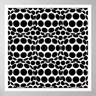 Póster Pontos e esferas da arte Op - preto e branco