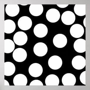Poster Pontos grandes em preto e branco.