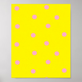 Poster Pontos polka rosa em amarelo 