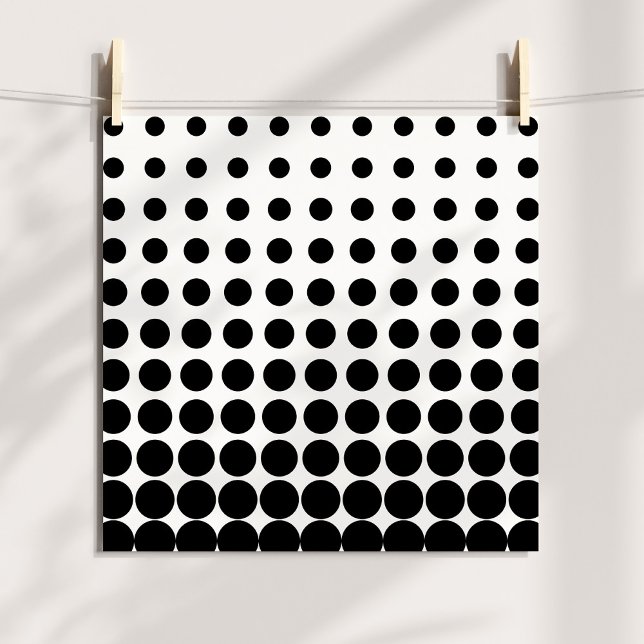 Poster Pontos progressivos brancos e negros (White and Black Halftone Dots Poster)