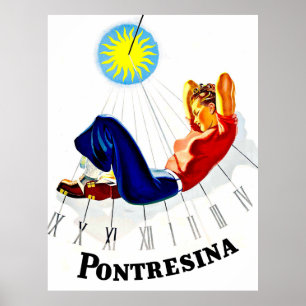 Poster Pontresina, Suiça, garota é banho de sol