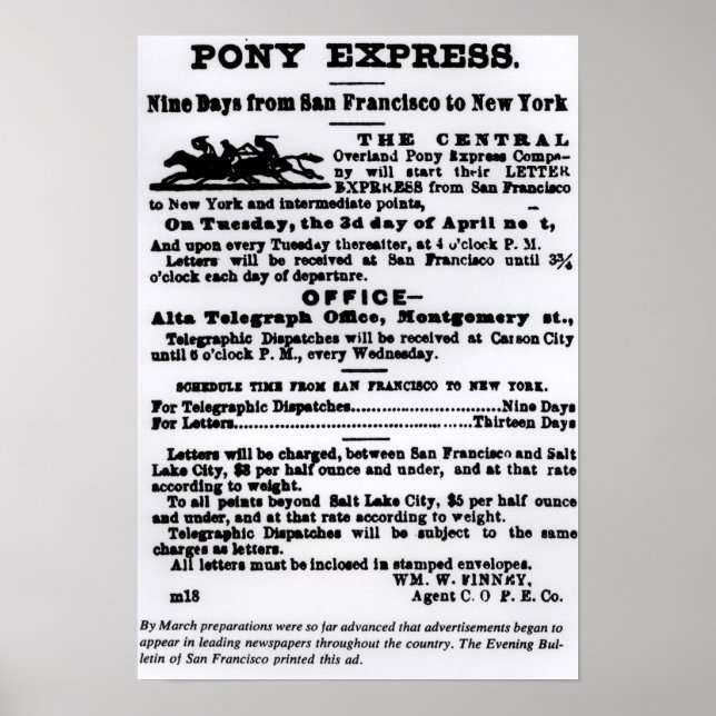 Poster Pony Express, Nove Dias (Frente)