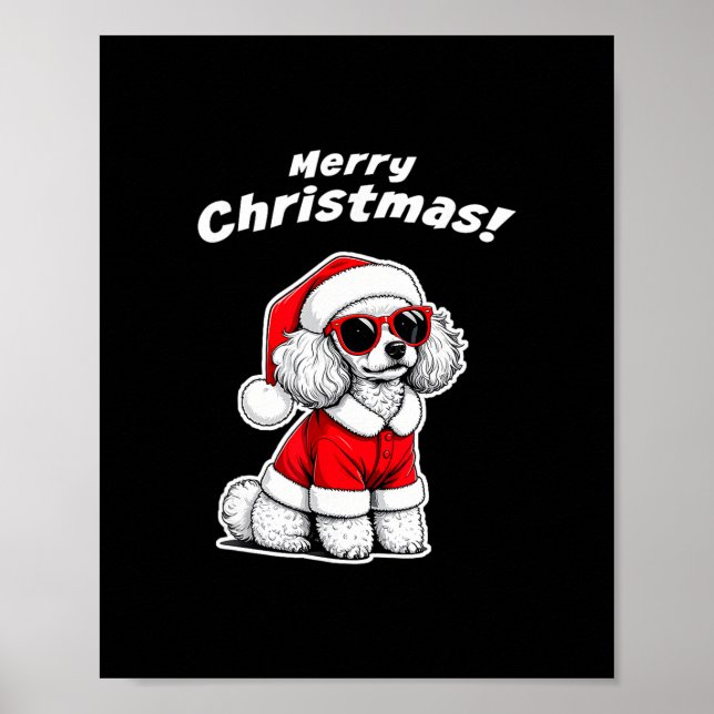 Poster Poodle de brinquedo de Natal Cachorro do Papai Noe (Frente)