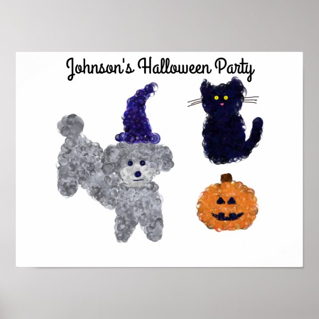 Poster Poodle de Cinza de Halloween nº 2 (Frente)