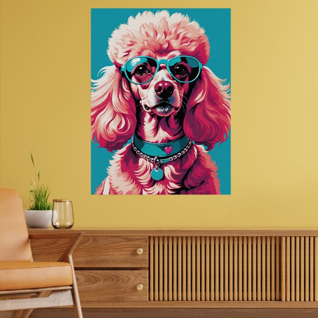 Poster Poodle de Gelado Rosa Engraçado em Más (Sala de Estar 2)