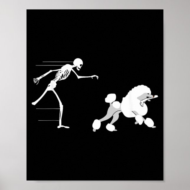 Poster Poodle de perna de esqueleto engraçado de Hallowee (Frente)