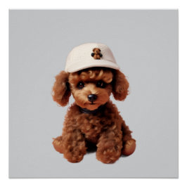 Póster Poodle de Xícara com Chapéu