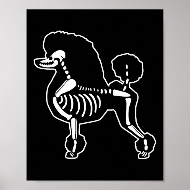 Poster Poodle Dog Skeleton Halloween Dogs Lover Ow (Frente)
