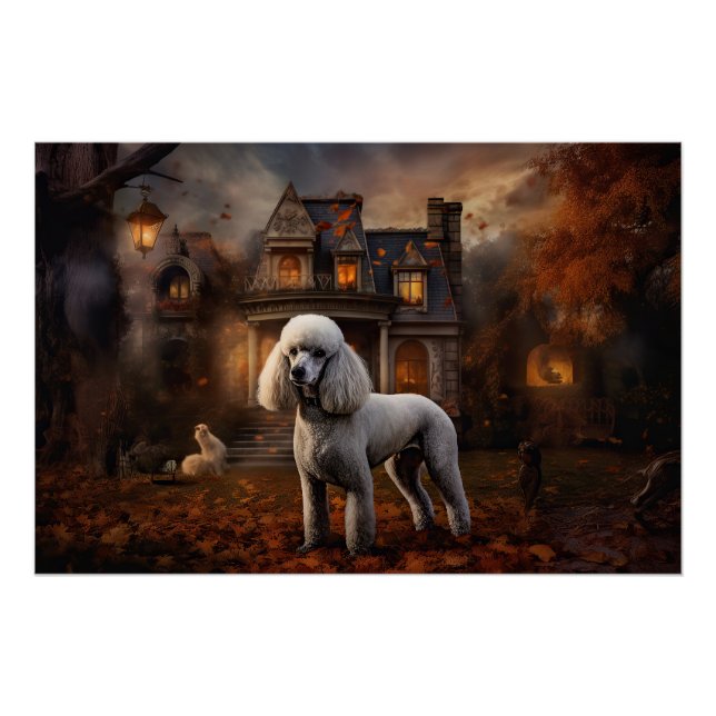 Póster Poodle Halloween Assustador (Frente)
