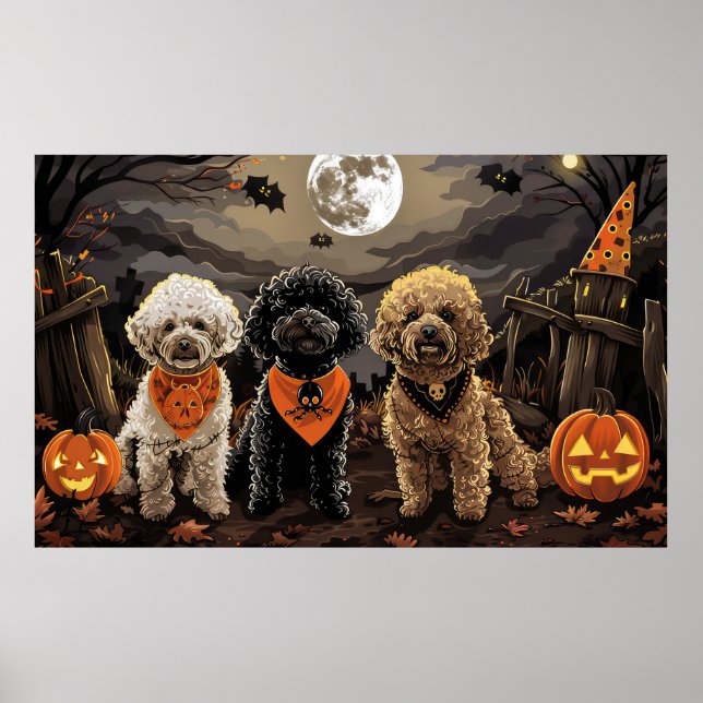 Poster Poodle Halloween Spooky (Frente)