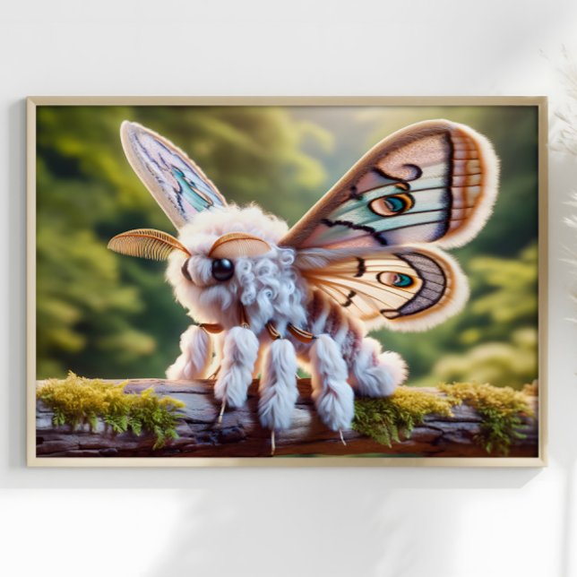 Poster Poodle Moth Surreal Fluffy Moth Fantasy Mundo (Criador carregado)