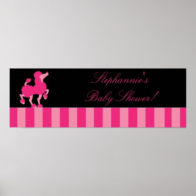 Poster Poodle Pink Banner Personalizado de 22,5"x7,5" em  (Frente)