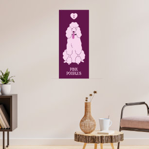 Poster Poodle Rosa de Texto Personalizado