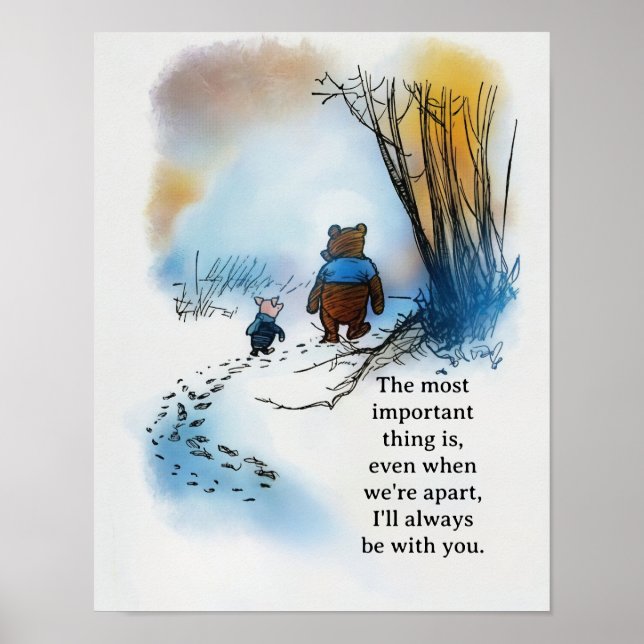 Poster Pooh citação "Mesmo quando estamos separados (Frente)