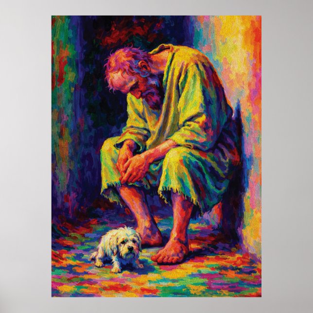Poster Poor Old Man with Little Dog Heartwarming (Frente)
