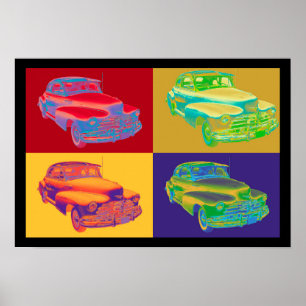 Poster Pop art 1948 do carro antigo de Chevrolet