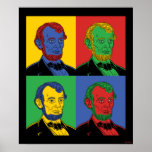 Poster Pop Art Abraham Lincoln<br><div class="desc">"Pop Art Abraham Lincoln" gráfico de arte desenhado por bCreative mostra um retrato icônico de Abraham Lincoln em uma peça de pop de quatro painéis! Isso faz um presente excelente para a família, amigos ou um presente para você mesmo! Este gráfico engraçado é um excelente adicional ao estilo de qualquer...</div>