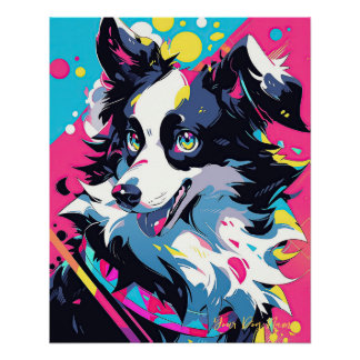 Póster Pop Art Anime Border Collie Dog 004 - Victoria Sas