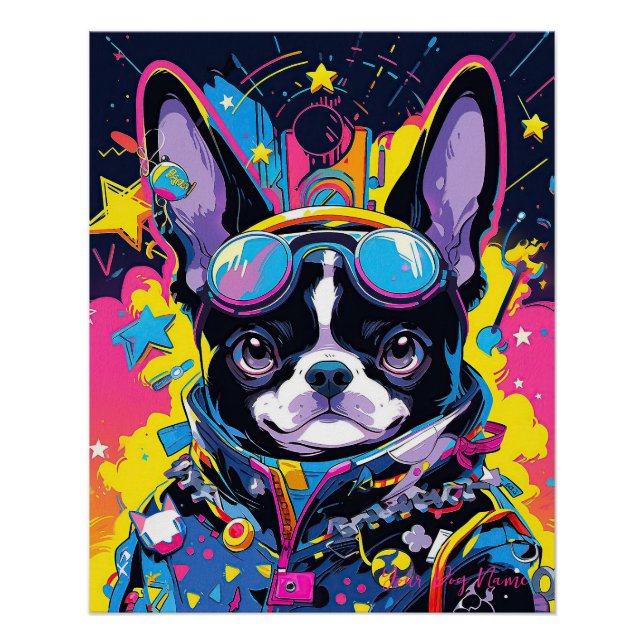 Póster Pop Art Anime Boston Terrier Dog 001 - Victoria Sa (Frente)