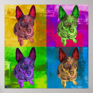 Poster Pop art australiano do cão do gado