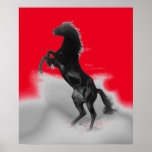 Póster Pop Art Black Red Cinza Rearing Horse<br><div class="desc">Trabalhos de arte,  pinturas,  fotos e imagens de cavalos selvagens</div>