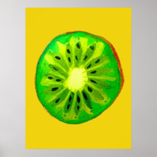 Poster Pop art bright kiwi fruit original watercolour
