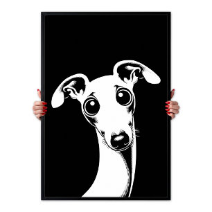 Poster Pop Art Cachorro Italiano Adorável Branco e Preto