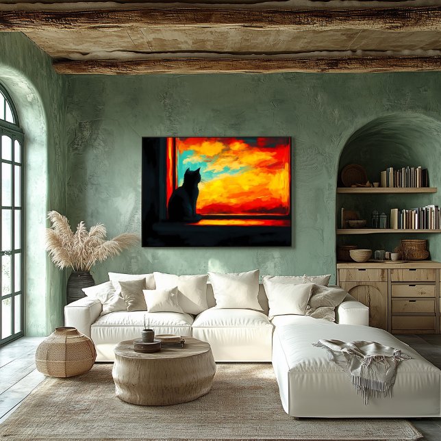 Poster Pop Art Cat. no Sunset - Vista da janela (Criador carregado)