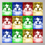 Poster Pop Art Cats Vermelho Azul Amarelo Dourado Verde<br><div class="desc">Gato vermelho, gato verde, gato amarelo, gato azul! Um legal padrão repetitivo de felinos coloridos de arte Pop em quatro cores. Essa trabalho de arte também é influenciada pelo neoimpressionismo e Fauvismo. Esta imagem é criada a partir de uma foto comum de gato, face e frente de gato, desconstruída em...</div>