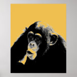 Póster Pop Art Chimpanzé<br><div class="desc">Computador digital Arte animal - Arte de Pop universitária - Imagens de computador animal selvagem</div>