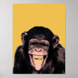 Poster Pop Art Chimpanzé Que Estica A Língua<br><div class="desc">Computador digital Arte animal - Arte de Pop universitária - Imagens de computador animal selvagem</div>